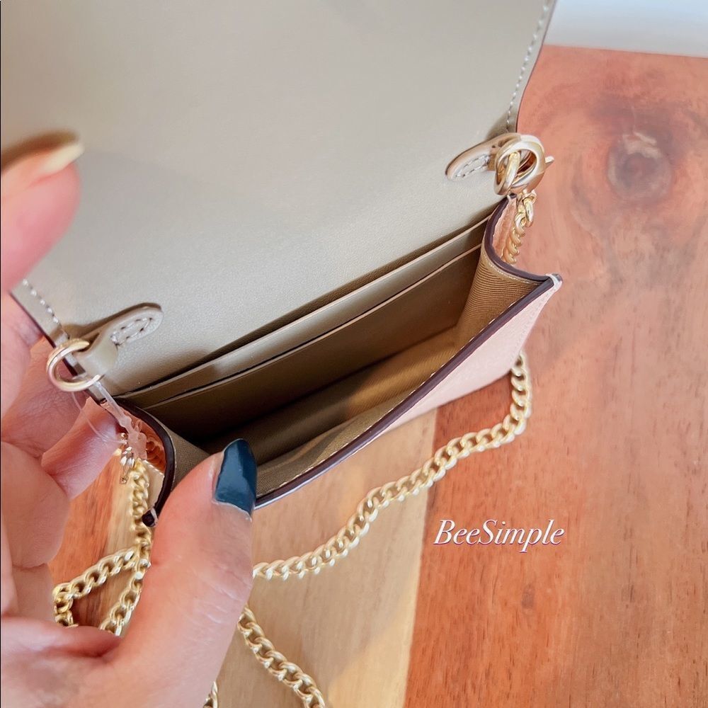 NWT‎ Coach Mini Wallet On A Chain With Floral Whipstitch - Picture 5 of 7